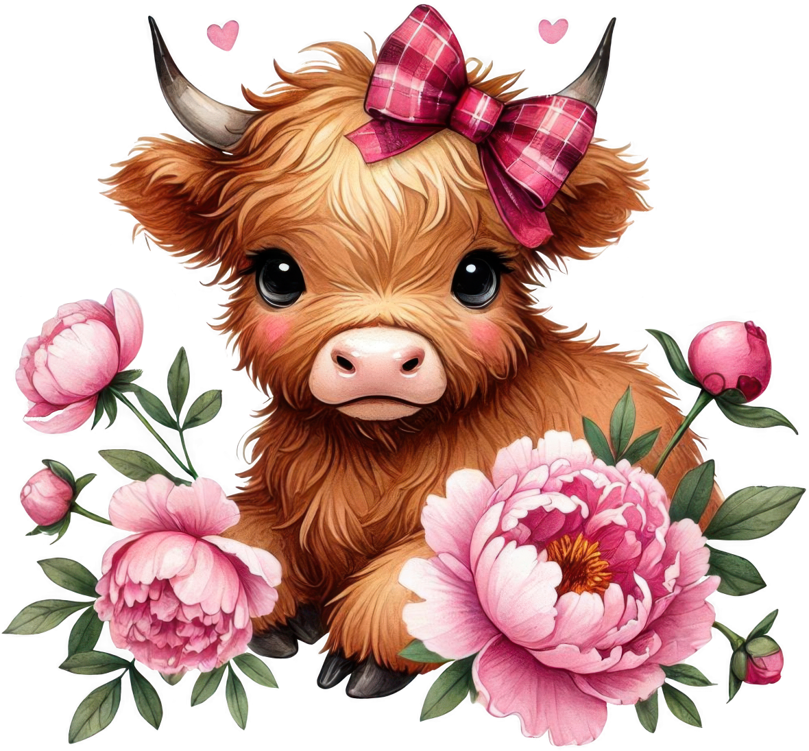 Floral Highland Cow DTF Transfer Sheets